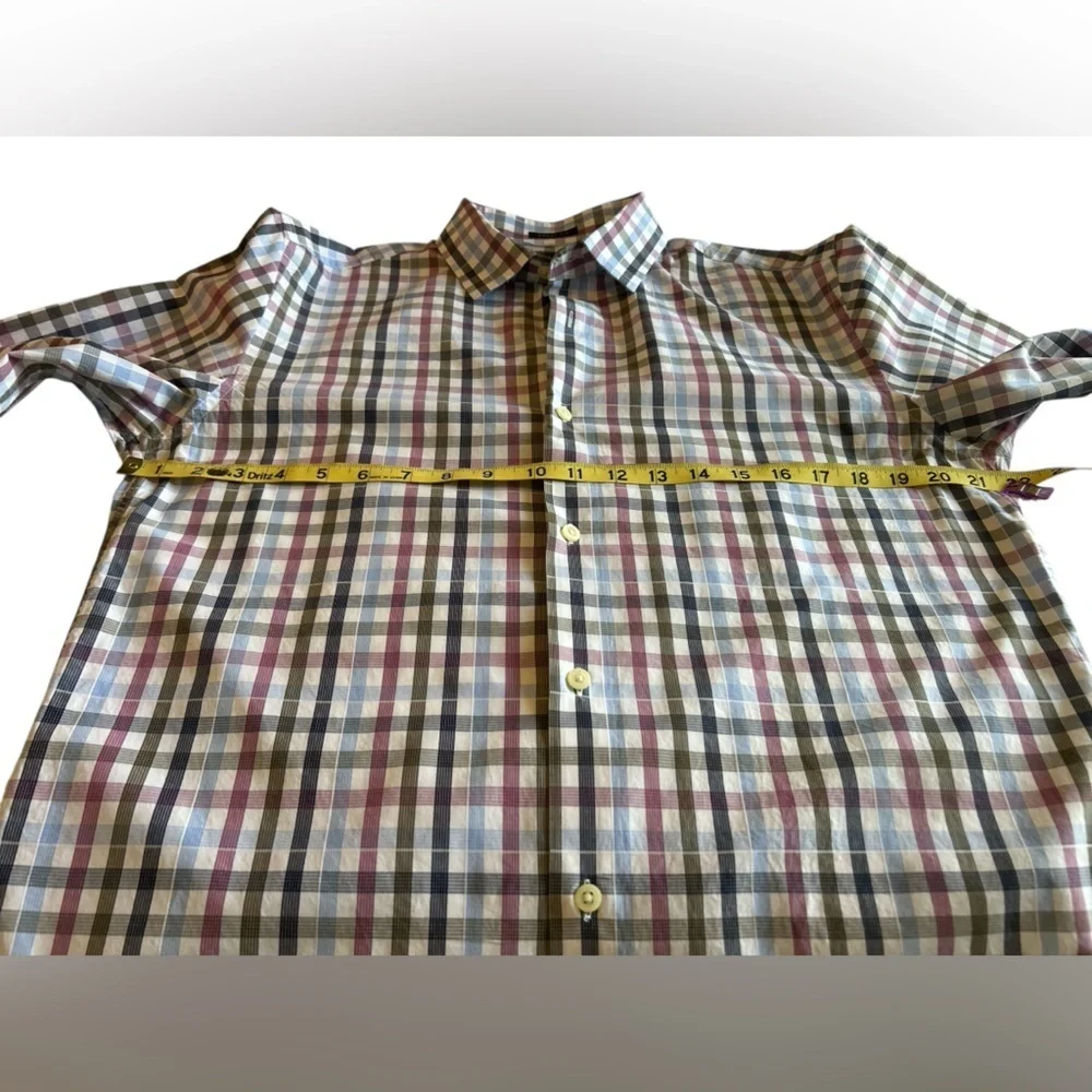 Banana Republic Blue and Red Casual Button Down Slim Fit Shirt